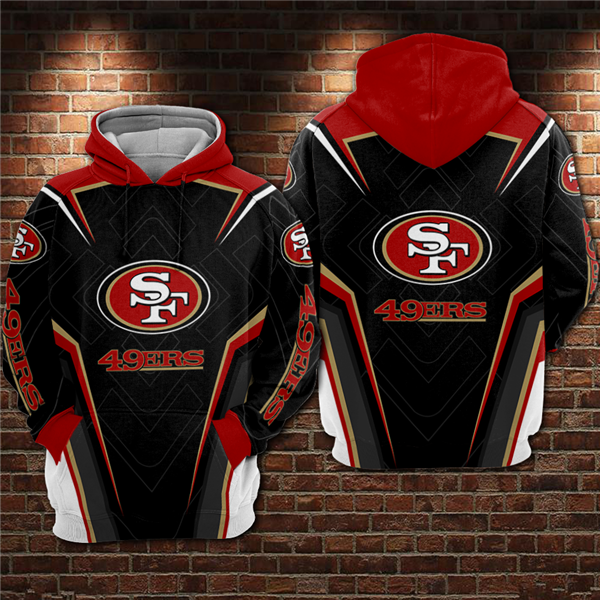 Men's Black/Red San Francisco 49ers 3D All Over Print Pullover Hoodie